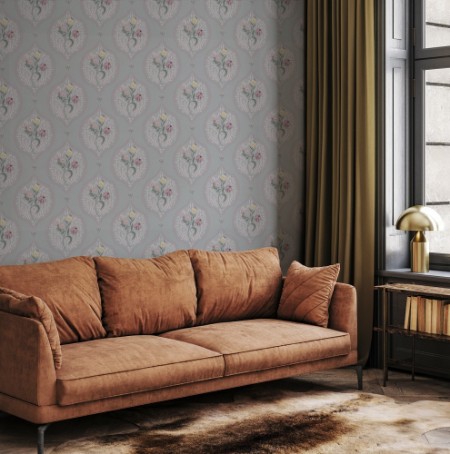 Picture of Väriyhdistelmä Flower bouquet in ogee Light Grey - 1032601-08 - 09408-01